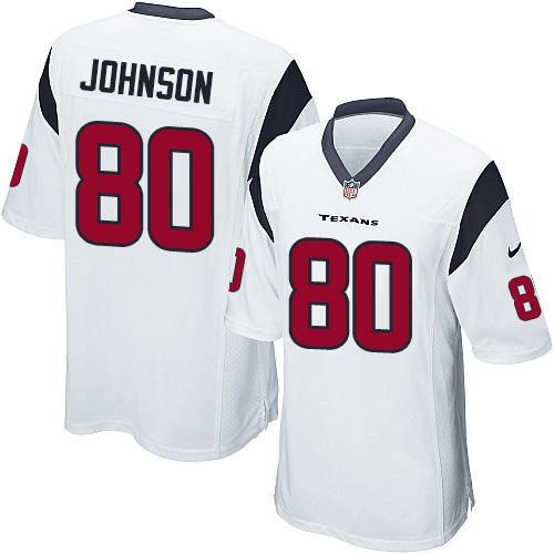 Men's Game Andre Johnson Nike Jersey White Road - #80 NFL Houston Texans